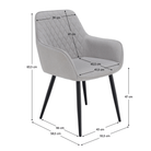 Scaun de design KOMOTINI, gri deschis/negru, 55.5x58.5x83.5 cm Kondela