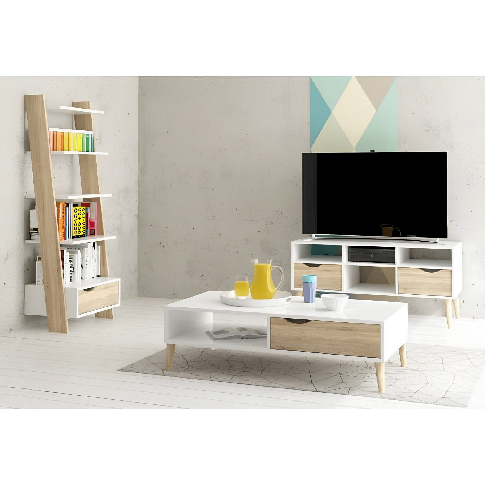 Comodă TV OSLO 75391, stejar sonoma/alb, 2 sertare, 117 cm Kondela