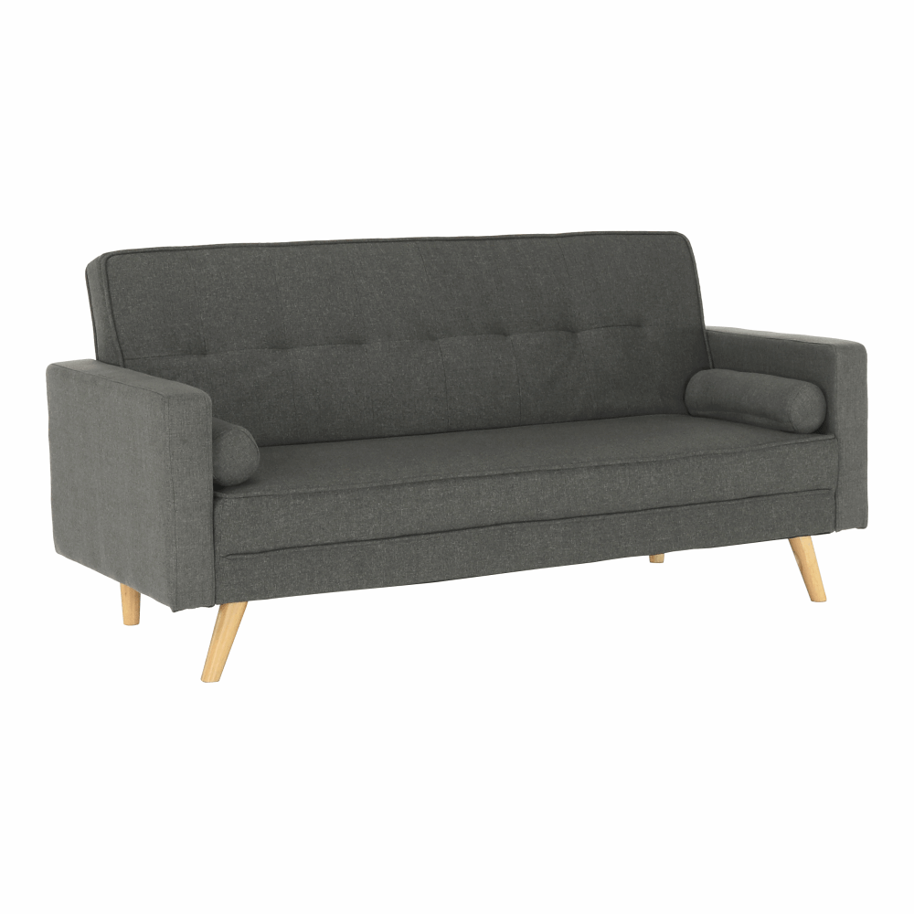 Canapea extensibilă BURGOS, material gri, țesătură/picioare din lemn, 186x75x89 cm Kondela