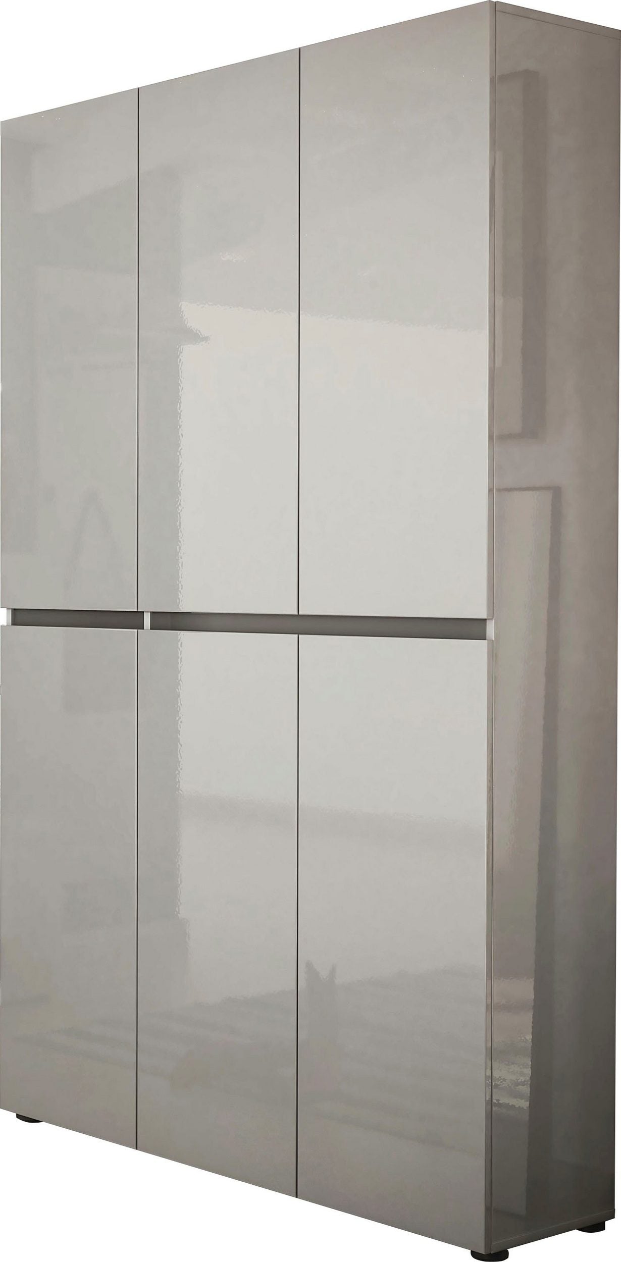 Pantofar Mister, 6 uși, Gri lucios, PAL , 120×34×200 cm Arboteca