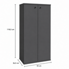 Pantofar PROCIDA antracit cu 2 uși, PAL melaminat, 55x36,5x118,5 cm Arboteca