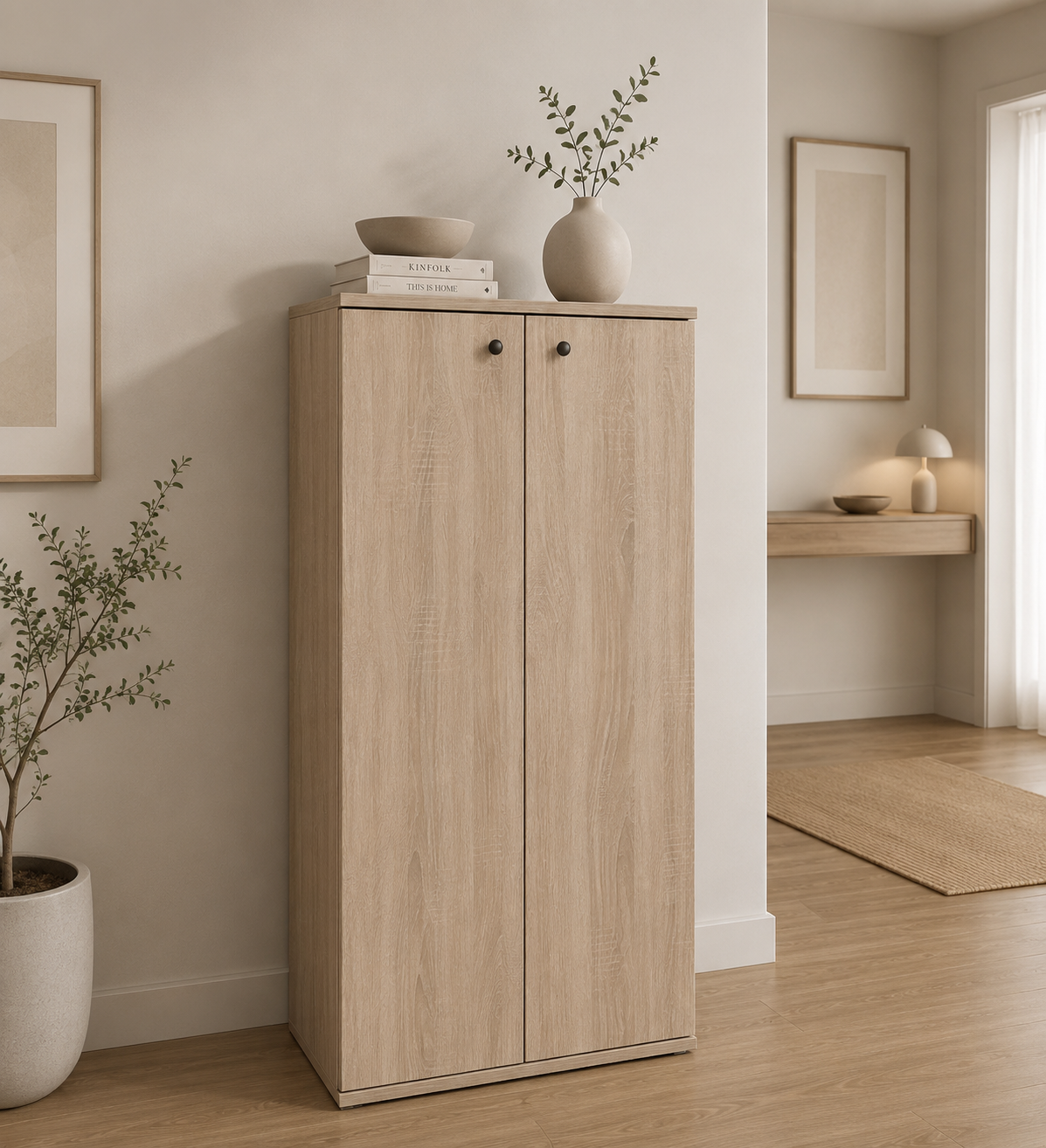 Pantofar PROCIDA sonoma cu 2 uși, PAL melaminat, 55x36,5x118,5 cm Default Title Arboteca