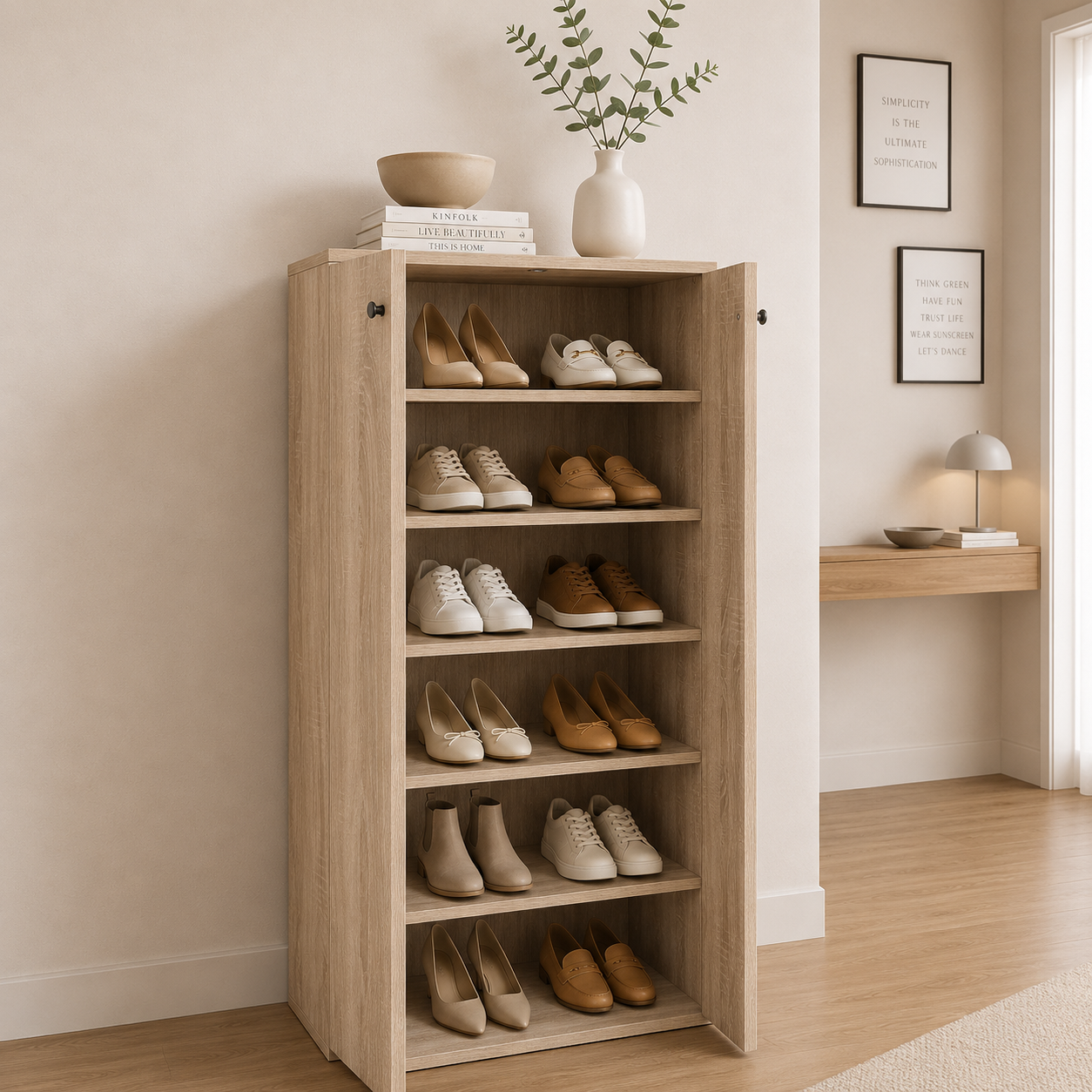 Pantofar PROCIDA sonoma cu 2 uși, PAL melaminat, 55x36,5x118,5 cm Arboteca