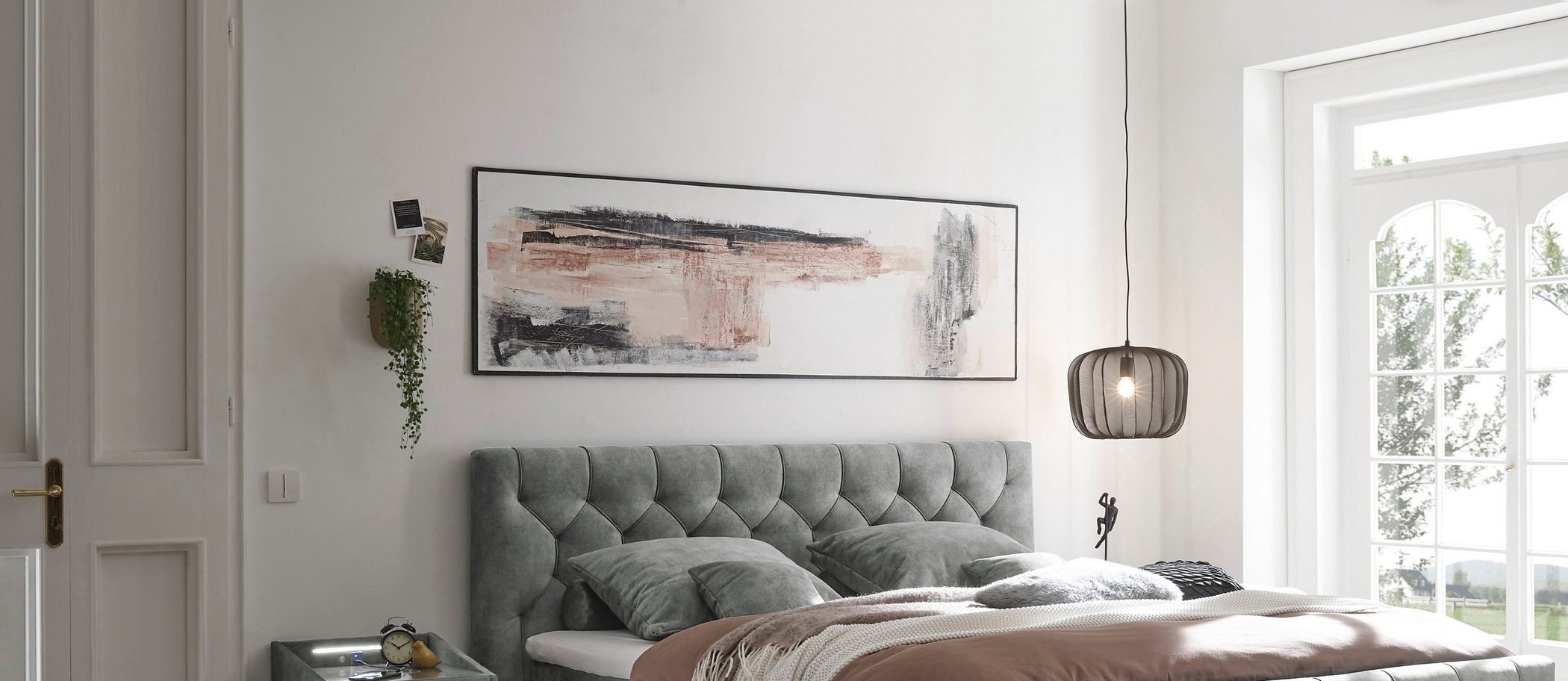 Tablie Pat Tapițată Diamond Gri 200x113 cm Arboteca