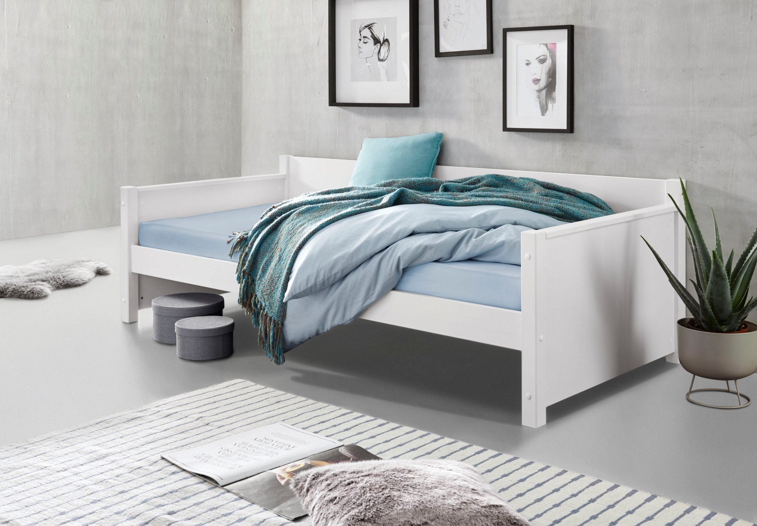 Pat Tipo , 90 x 200 cm , Lemn Masiv , Alb Arboteca