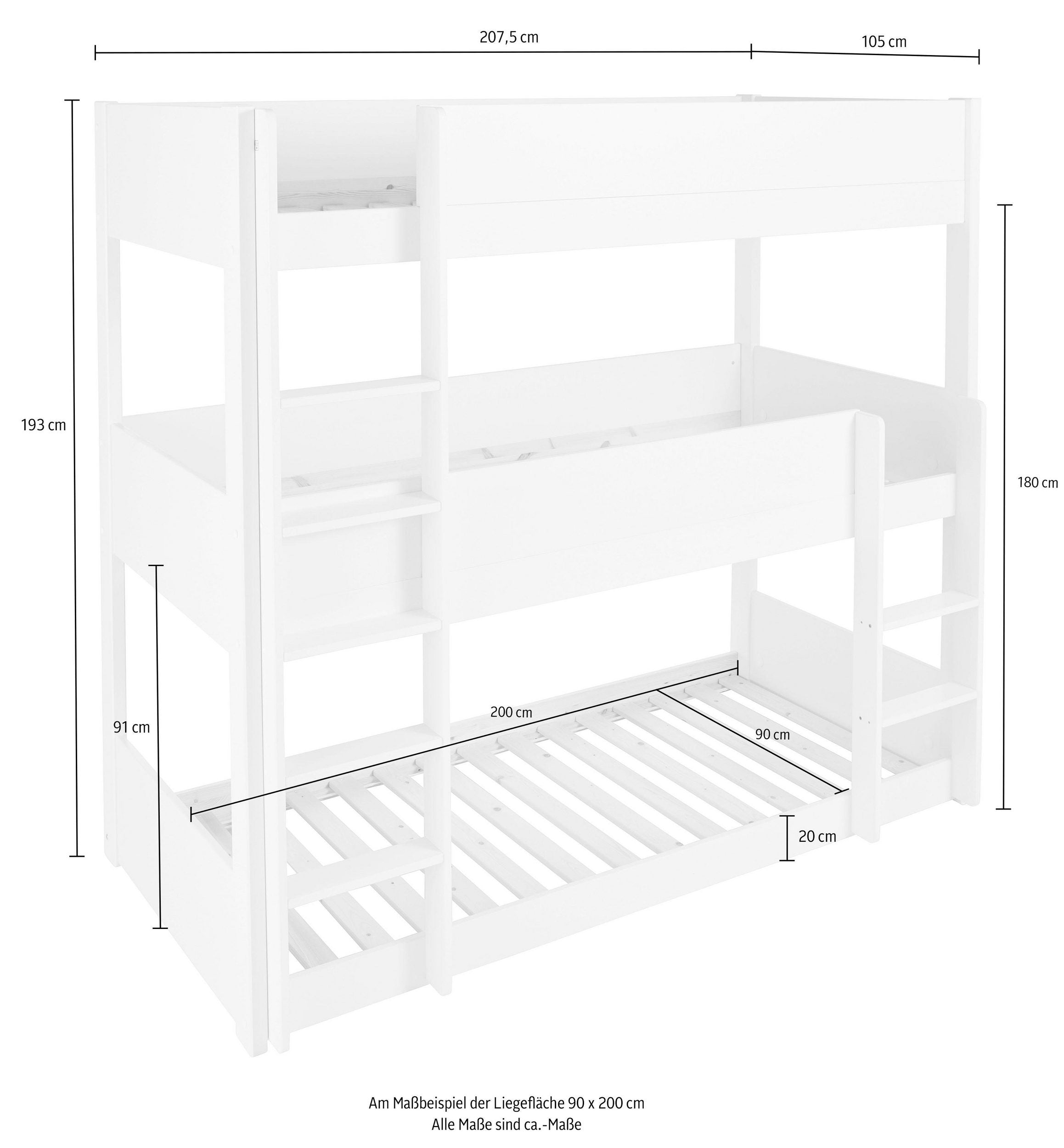 Pat etajat cu trei locuri Tipo , Alb Arboteca