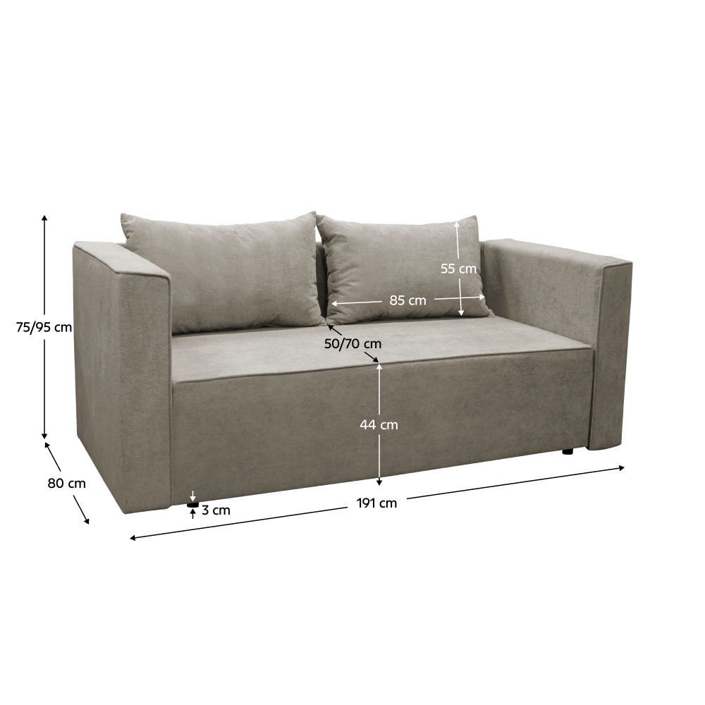 Canapea extensibilă IMOLA, bej gri Taupe, pe dreapta, 191x80x75 cm Kondela