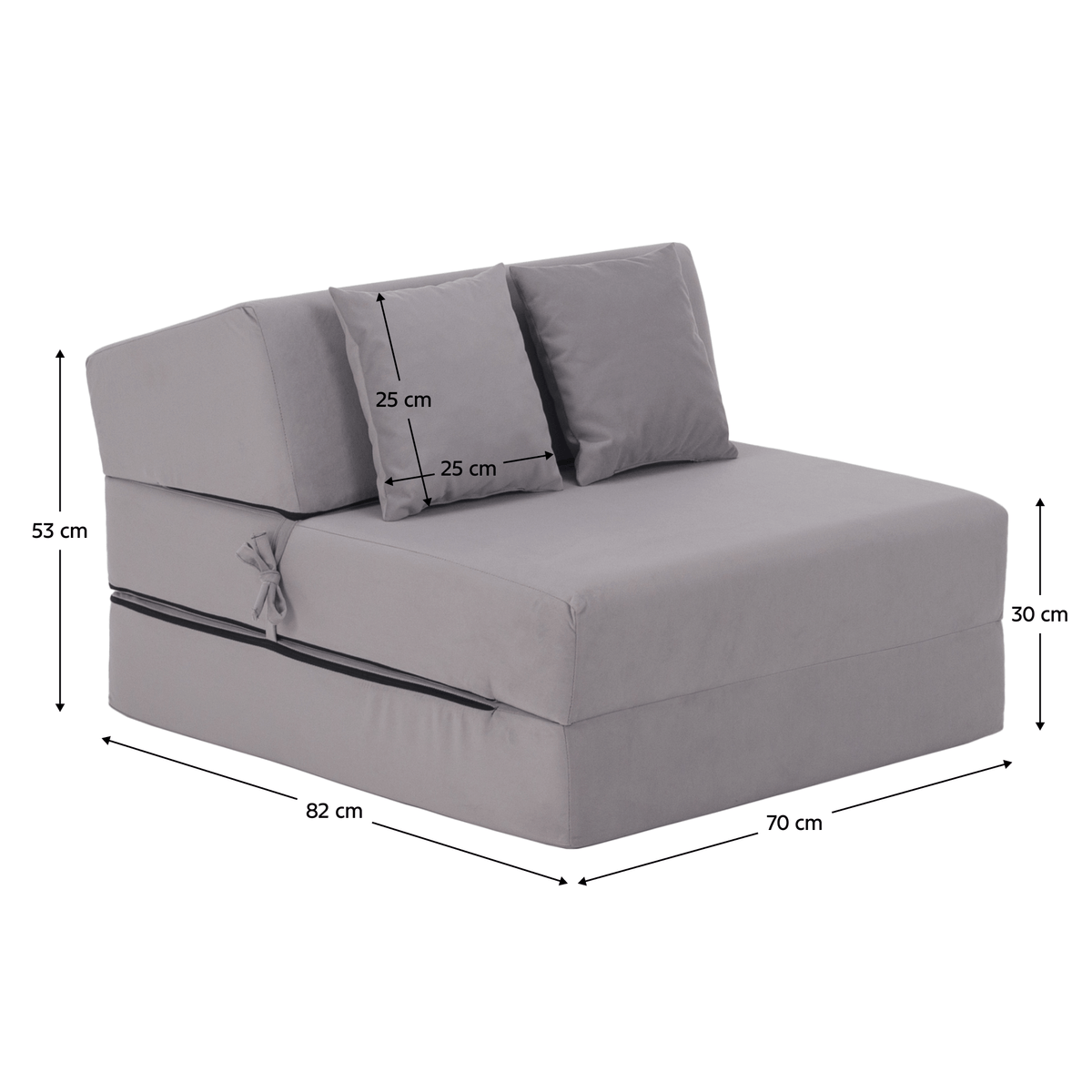 Saltea pliabilă/fotoliu extensibil, 2 in 1, gri deschis, PELOS Kondela
