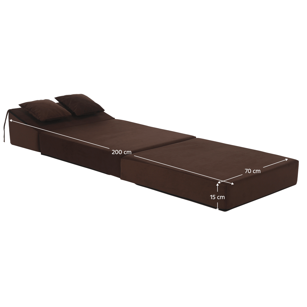 Saltea pliabilă/fotoliu extensibil, 2 in 1, maro, PELOS Kondela