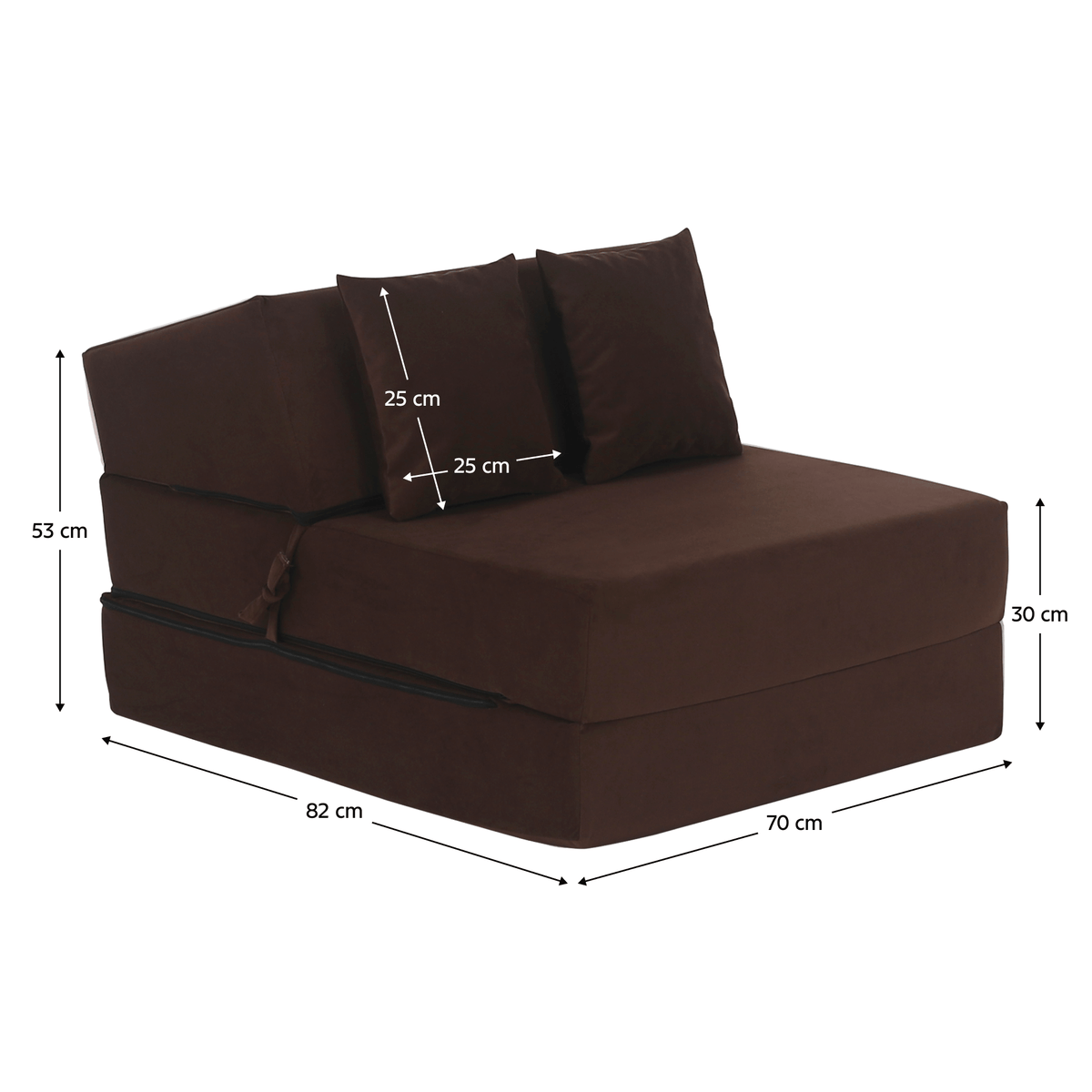 Saltea pliabilă/fotoliu extensibil, 2 in 1, maro, PELOS Kondela