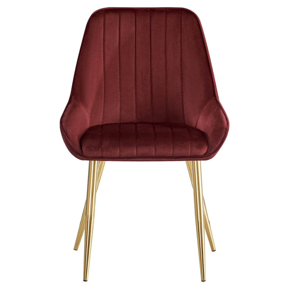Scaun de dining NOCERA, bordó țesătură Velvet/gold crom-auriu, 56x62x89 cm Kondela