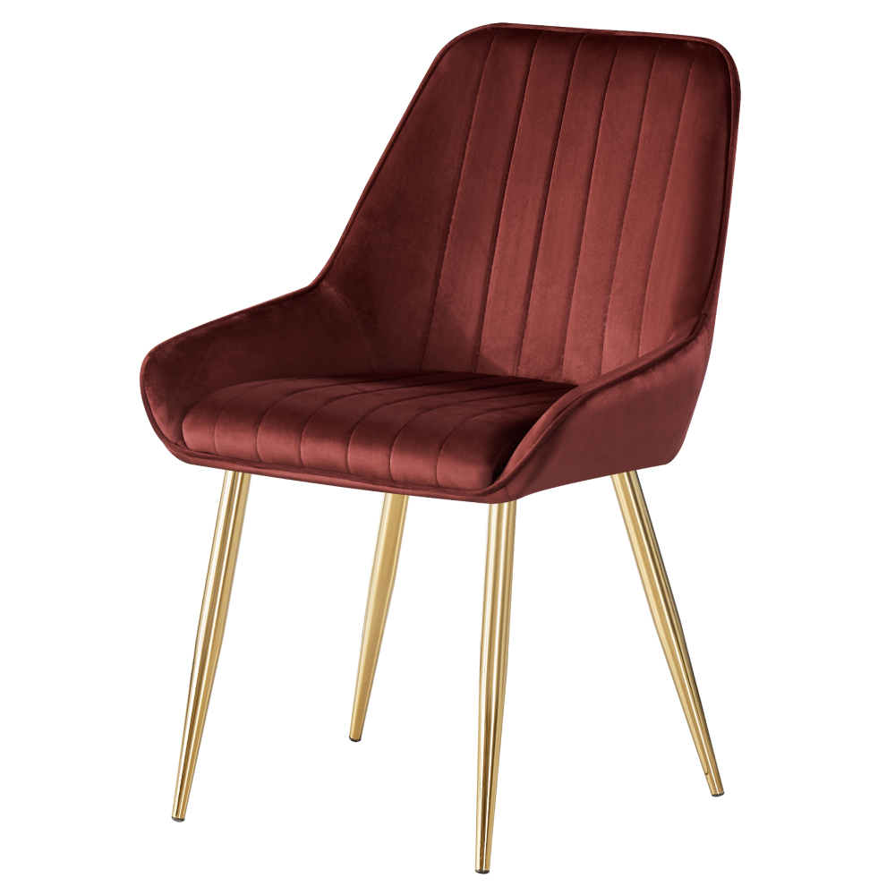 Scaun de dining NOCERA, bordó țesătură Velvet/gold crom-auriu, 56x62x89 cm Kondela