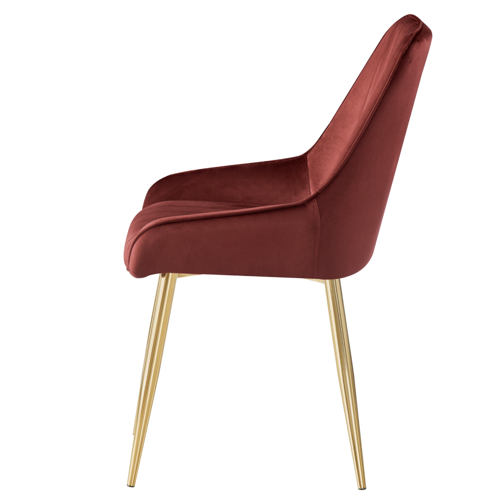 Scaun de dining NOCERA, bordó țesătură Velvet/gold crom-auriu, 56x62x89 cm Kondela