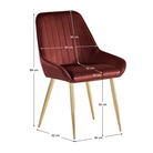 Scaun de dining NOCERA, bordó țesătură Velvet/gold crom-auriu, 56x62x89 cm Kondela