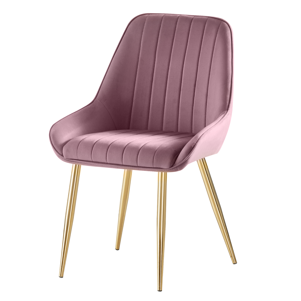 Scaun de dining NOCERA, roz țesătură Velvet/gold crom-auriu, 56x62x89 cm Kondela