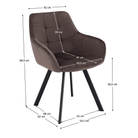 Scaun de design LECTOURE, gri-maronie Velvet/negru, 58.5x62x84.5 cm Kondela
