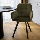 Scaun de design LECTOURE, Velvet verde/negru, țesătură Bluvel 77/metal, 58.5x62x84.5 cm Kondela