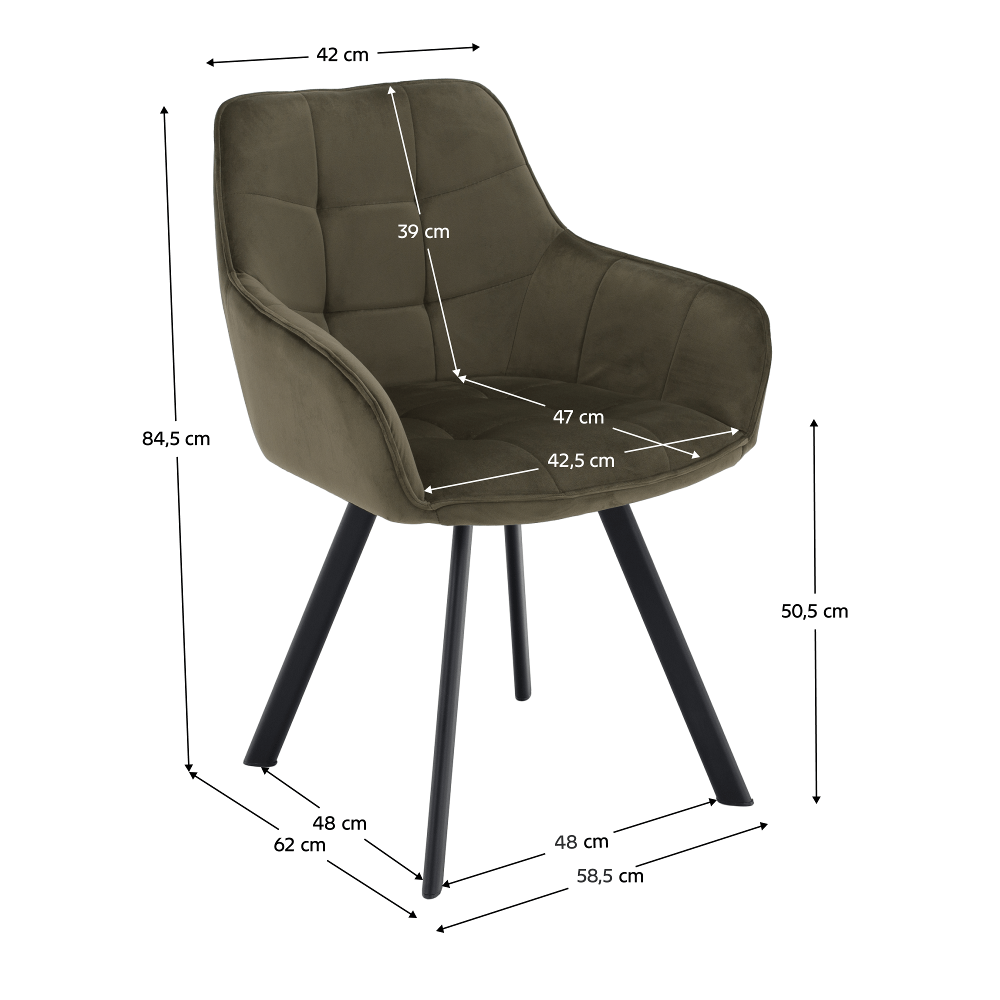 Scaun de design LECTOURE, Velvet verde/negru, țesătură Bluvel 77/metal, 58.5x62x84.5 cm Kondela