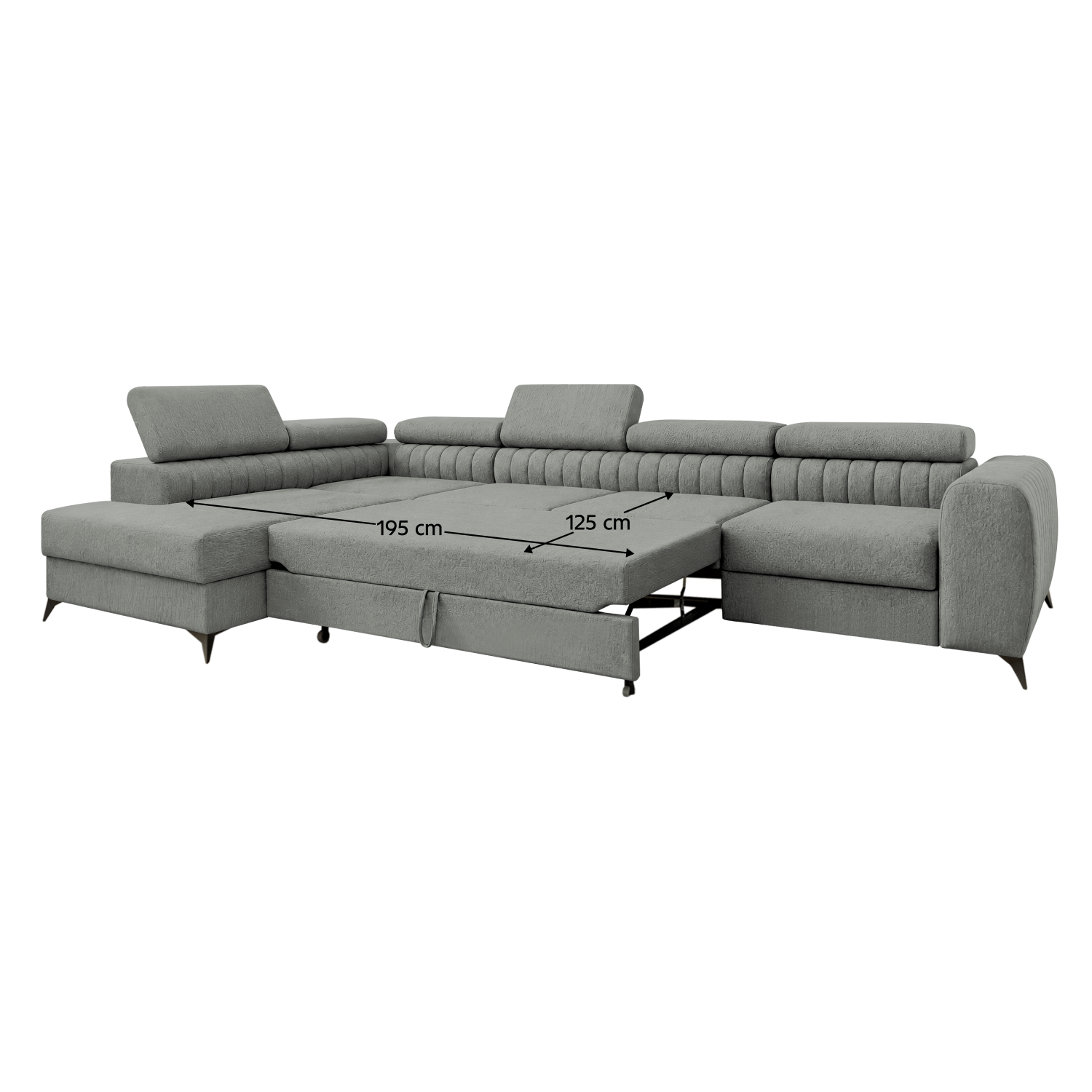 Colțar CORFU MAXI, gri, pe stânga, 340x205x73 cm Kondela