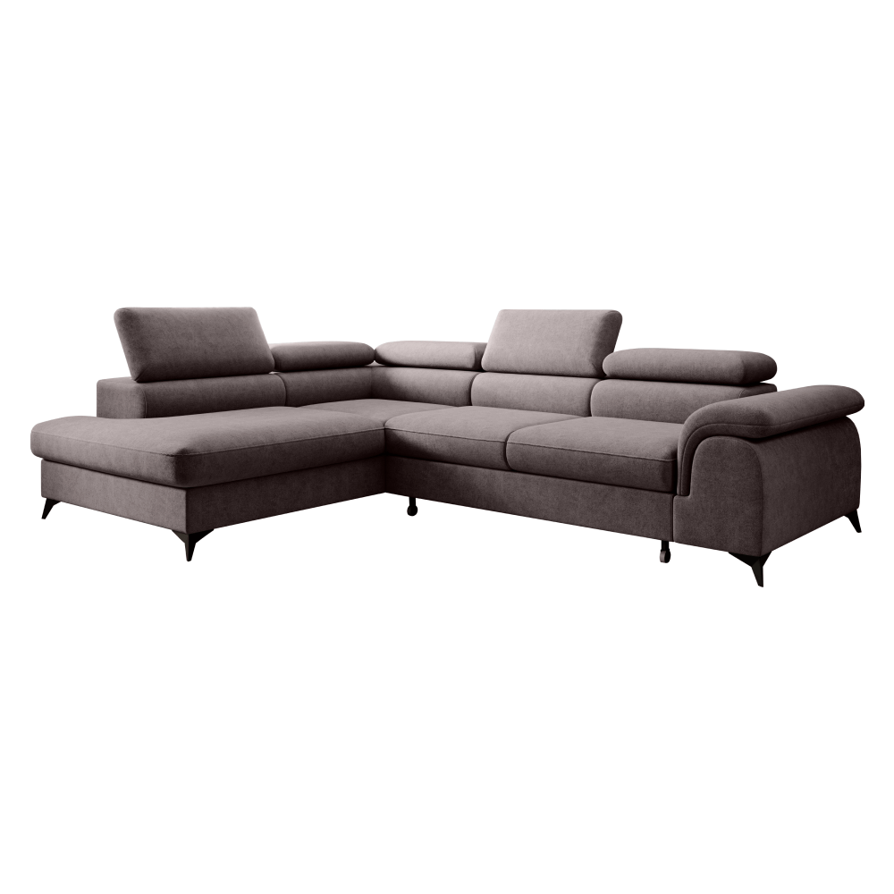 Canapea extensibilă TERNI, gri-maro, pe stânga, 275x205x75 cm Kondela