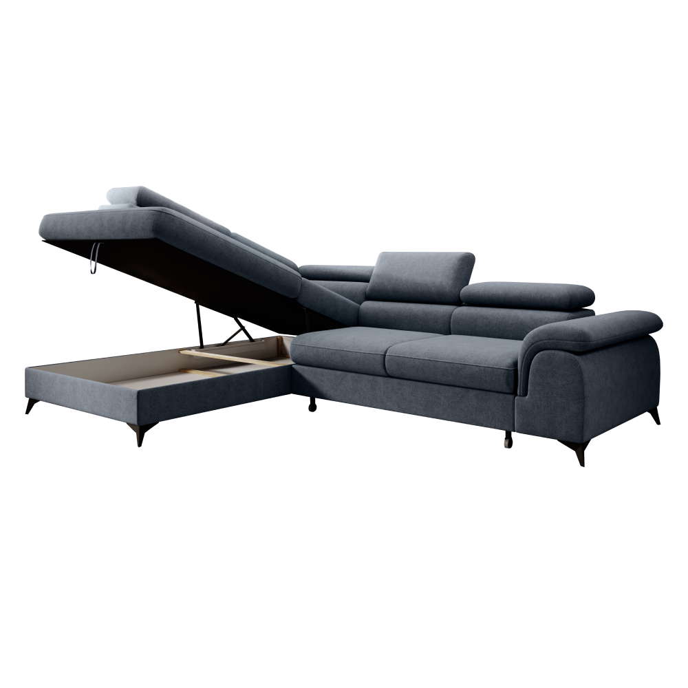 Set canapea extensibilă TERNI, gri, pe stânga, 275x205x75 cm Kondela