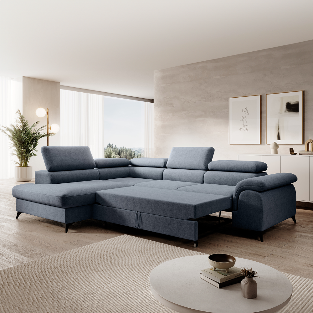 Set canapea extensibilă TERNI, gri, pe stânga, 275x205x75 cm Kondela
