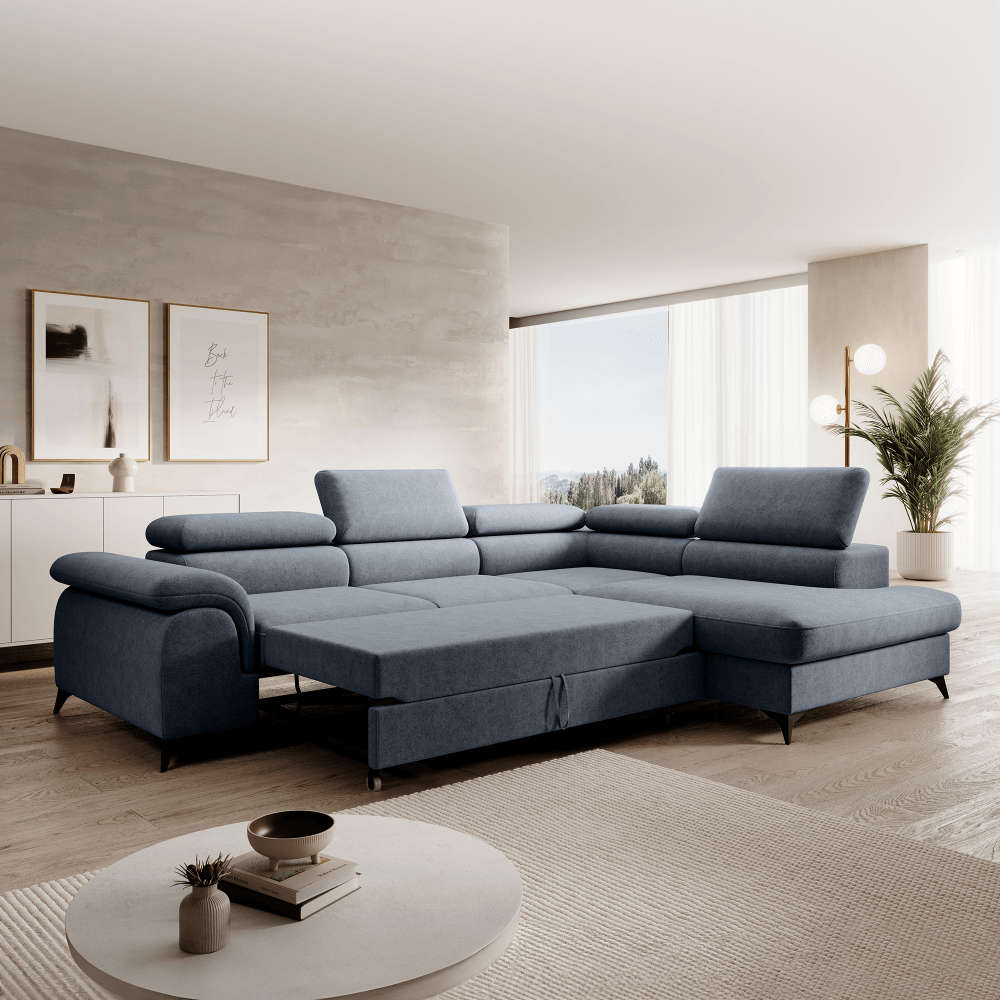 Set canapea extensibilă TERNI, gri, pe dreapta, 275x205x75 cm Kondela