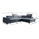 Set canapea extensibilă TERNI, gri, pe dreapta, 275x205x75 cm Kondela