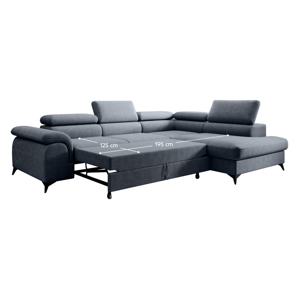 Set canapea extensibilă TERNI, gri, pe dreapta, 275x205x75 cm Kondela