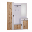 Set mobilier hol AMALIA, alb/stejar wotan, cu oglindă și cuier, 144x188 cm Kondela