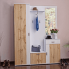 Set mobilier hol AMALIA, alb/stejar wotan, cu oglindă și cuier, 144x188 cm Kondela