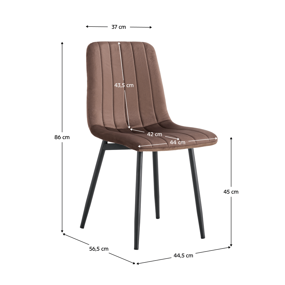 Scaun OLVERA TIP 1, material Velvet maro / negru, 44.5x56.5x86 cm Kondela