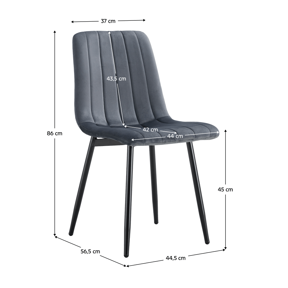 Scaun OLVERA TIP 1, material Velvet gri închis/negru, 44.5x56.5x86 cm Kondela