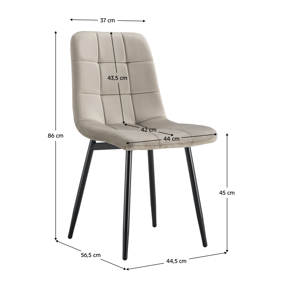 Scaun OLVERA TIP 3, material Velvet gri-maro Taupe/negru, 44.5x56.5x86 cm Kondela