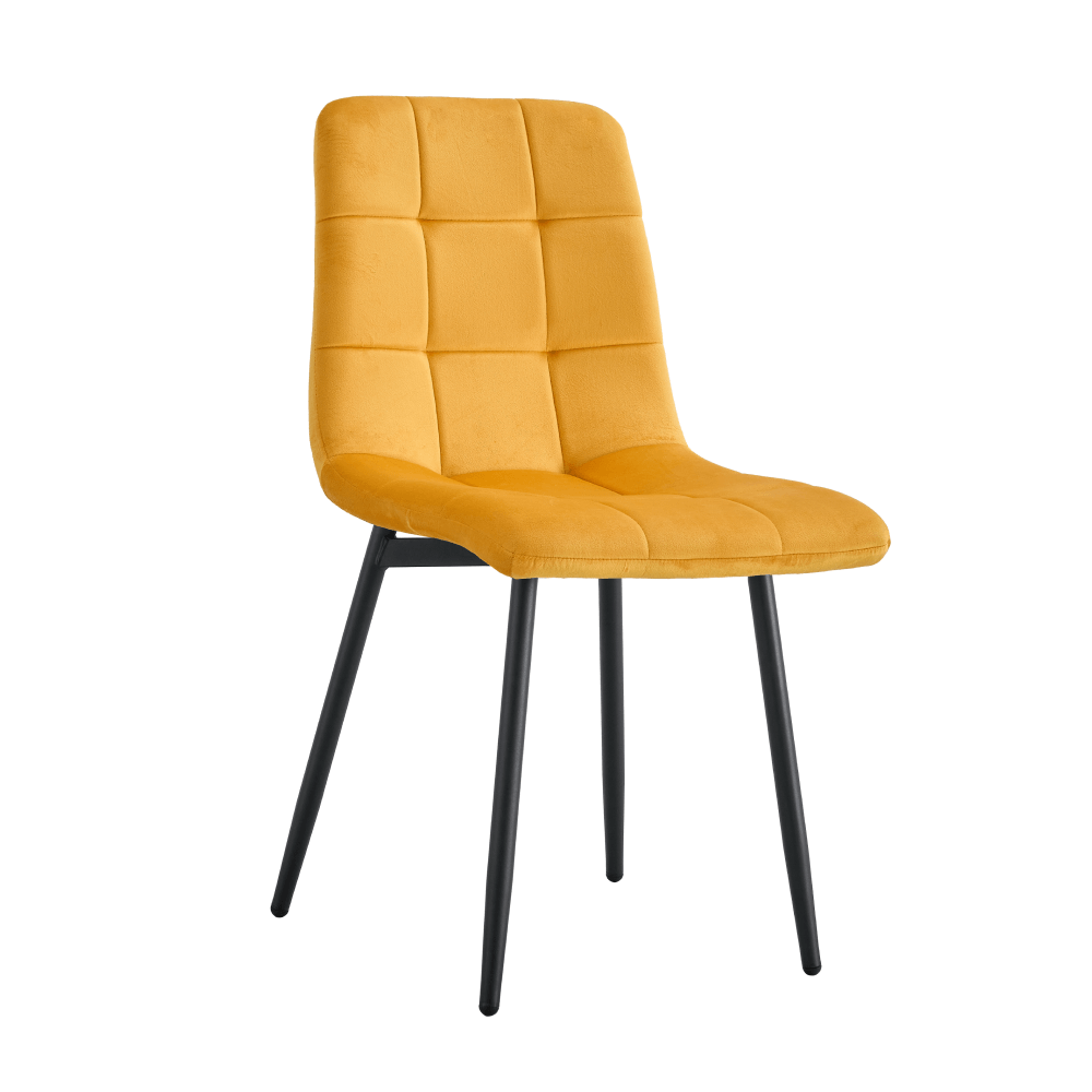 Scaun OLVERA TIP 3, material Velvet galben / negru, 44.5x56.5x86 cm Kondela