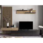 Ansamblu living REBEKA PLUS, negru/stejar artisan, cu masă TV și raft, 249 cm Kondela