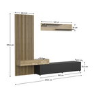 Ansamblu living REBEKA PLUS, negru/stejar artisan, cu masă TV și raft, 249 cm Kondela