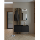 Set mobilier hol REBEKA cu oglindă și pantofar, negru/stejar artisan, 100x195 cm Kondela