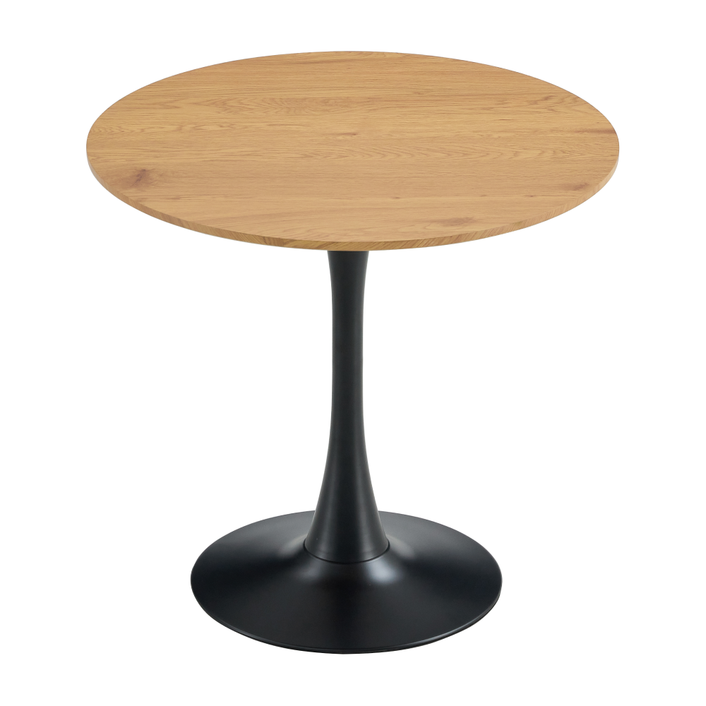 Masă de sufragerie, stejar/negru, diametru 80 cm, REVENTON NEW Kondela