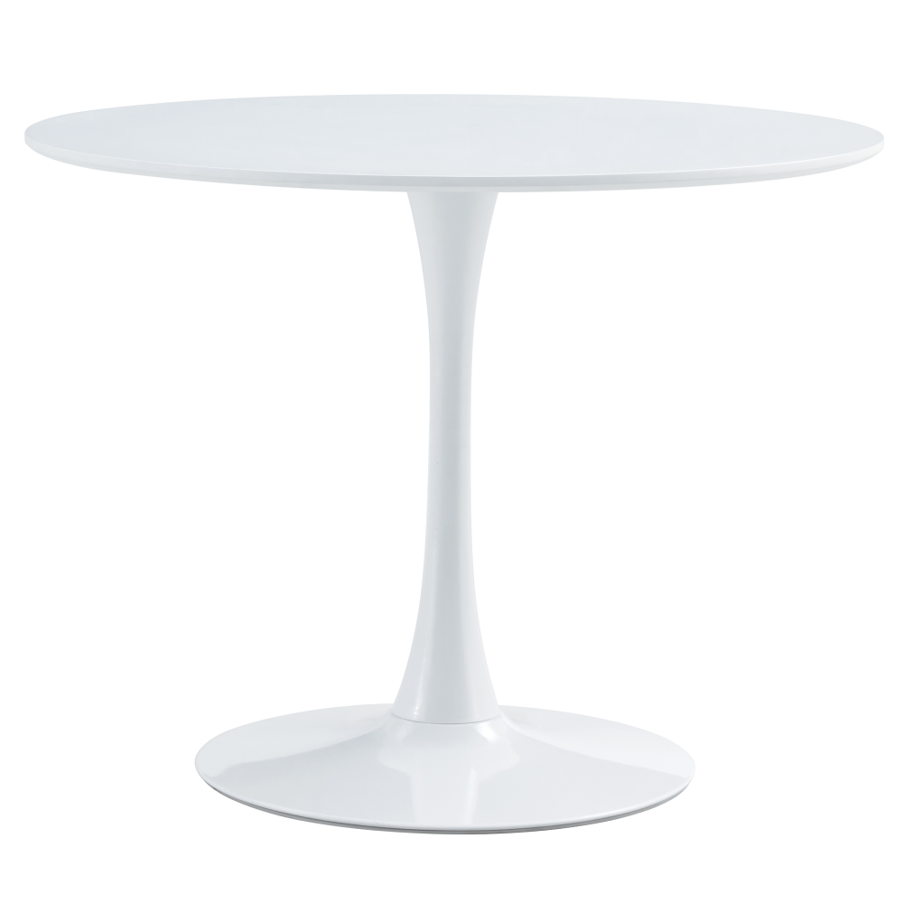 Masă dining ORANGE, rundă, alb mat, diametru 110 cm Kondela