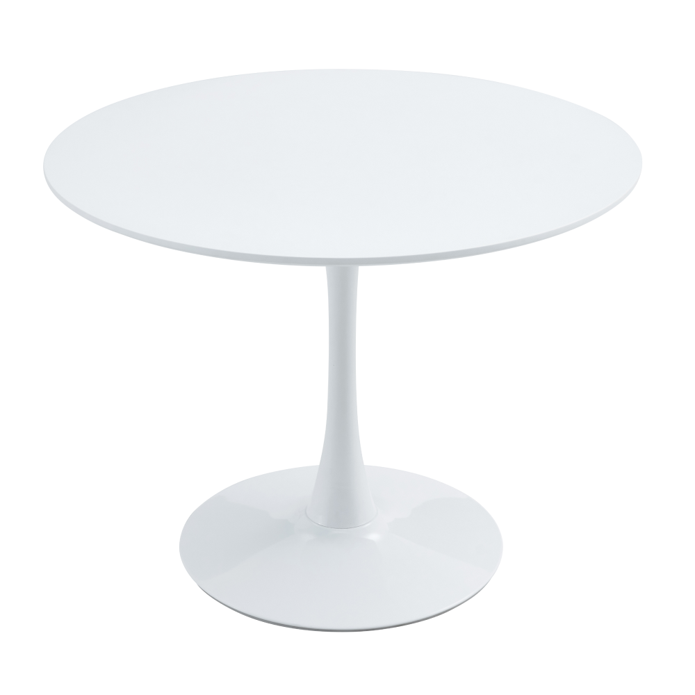Masă dining ORANGE, rundă, alb mat, diametru 110 cm Kondela