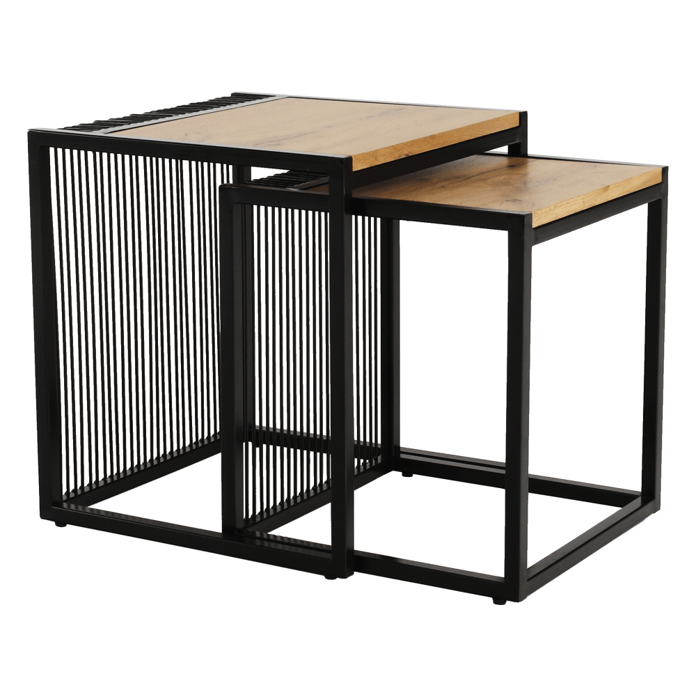 Set a două măsuțe de cafea, stejar/negru Kondela