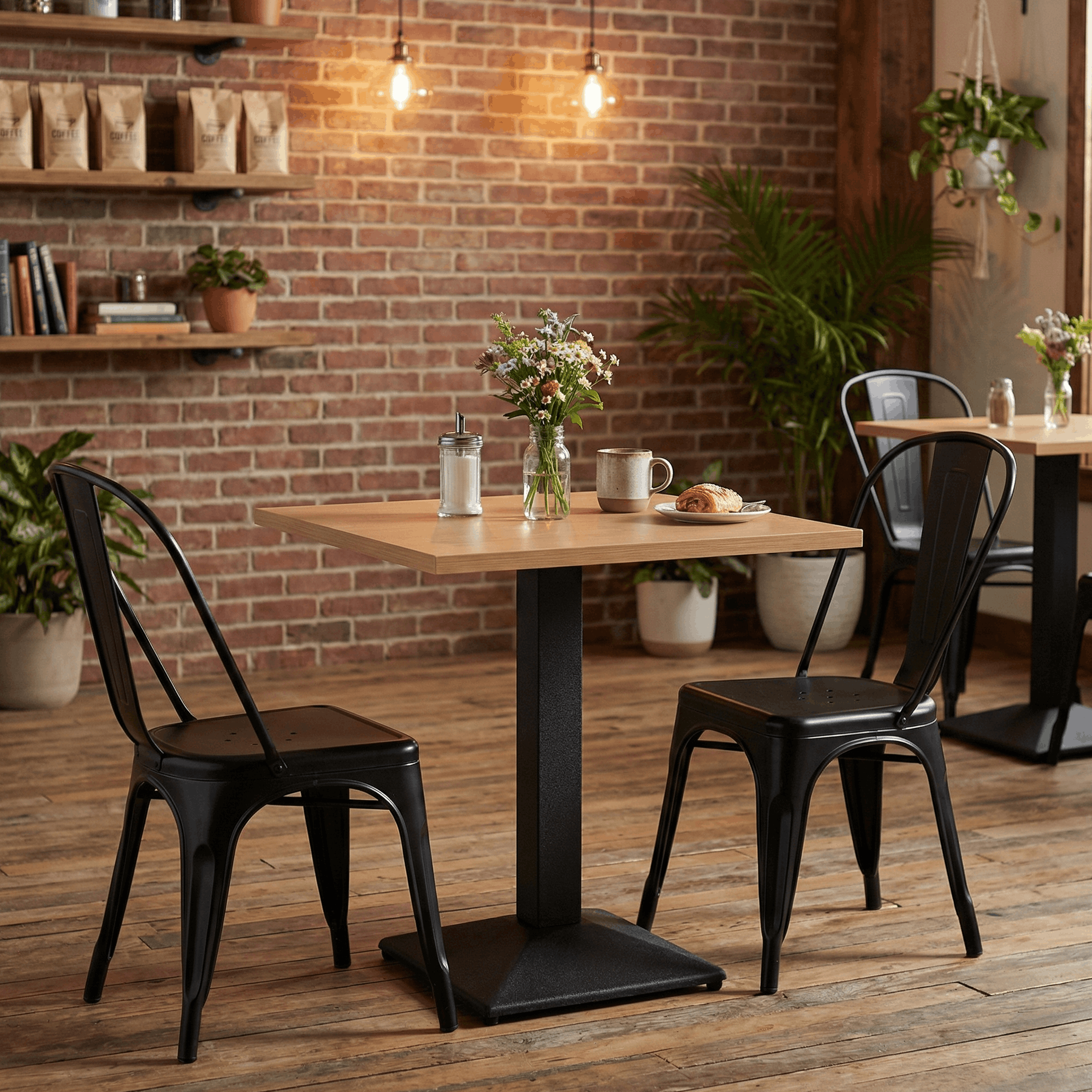 Masă de sufragerie bistro CERVIA TIP 1, stejar sonoma/negru, 70x70 cm, 70x70x75 cm Kondela