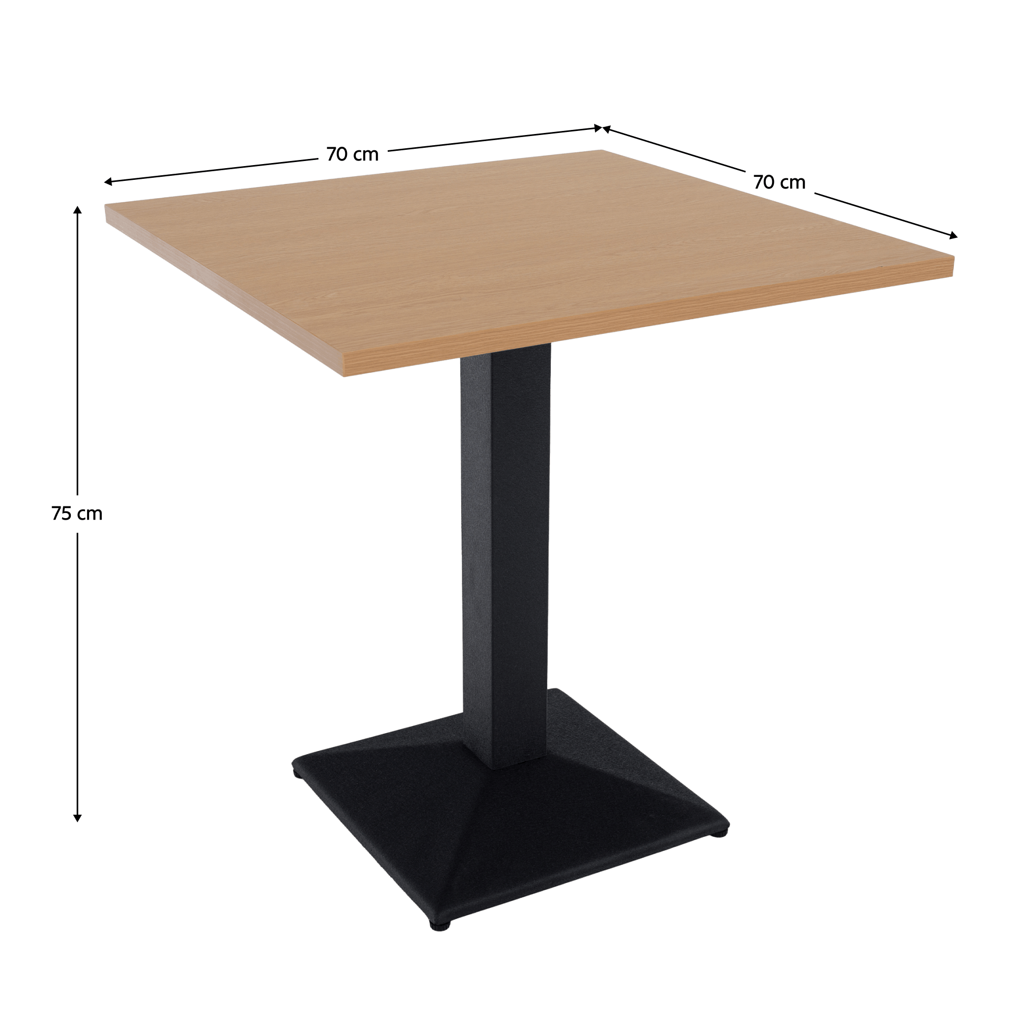 Masă de sufragerie bistro CERVIA TIP 1, stejar sonoma/negru, 70x70 cm, 70x70x75 cm Kondela
