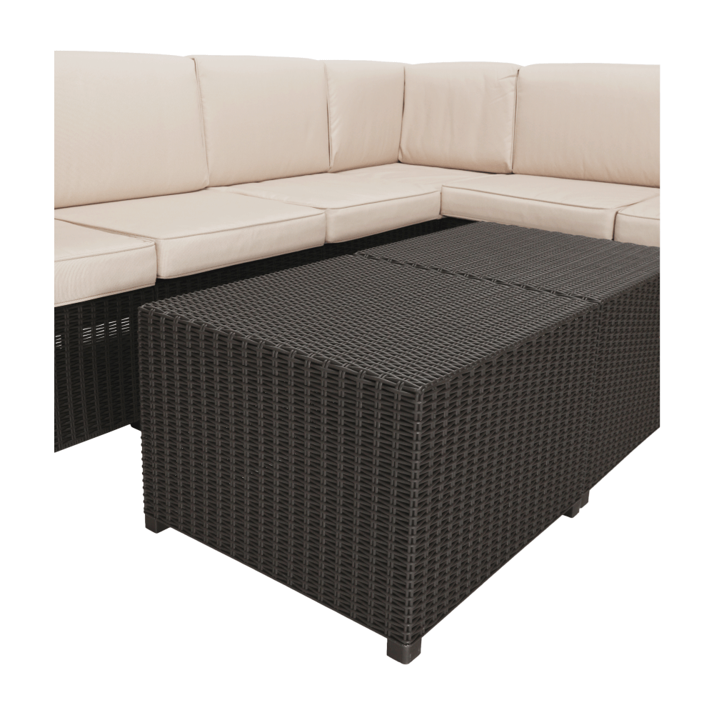 Set de grădină din rattan, 3 piese, maro/bej, RODEN Kondela