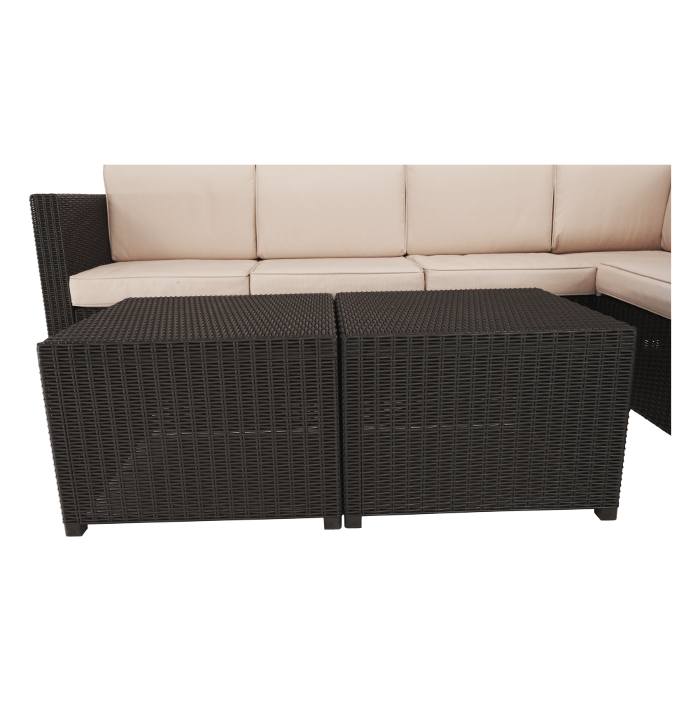 Set de grădină din rattan, 3 piese, maro/bej, RODEN Kondela