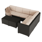 Set de grădină din rattan, 3 piese, maro/bej, RODEN Kondela