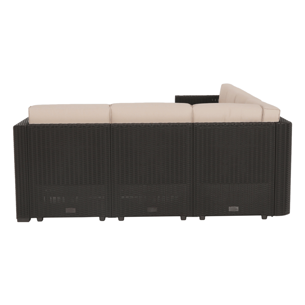 Set de grădină din rattan, 3 piese, maro/bej, RODEN Kondela