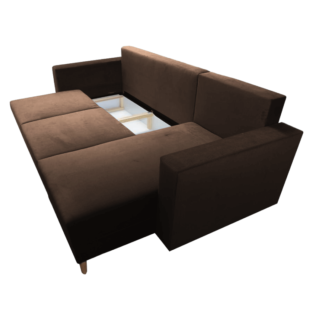 Canapea extensibilă ELCHE, maro, pe dreapta, 235x145x90 cm Kondela