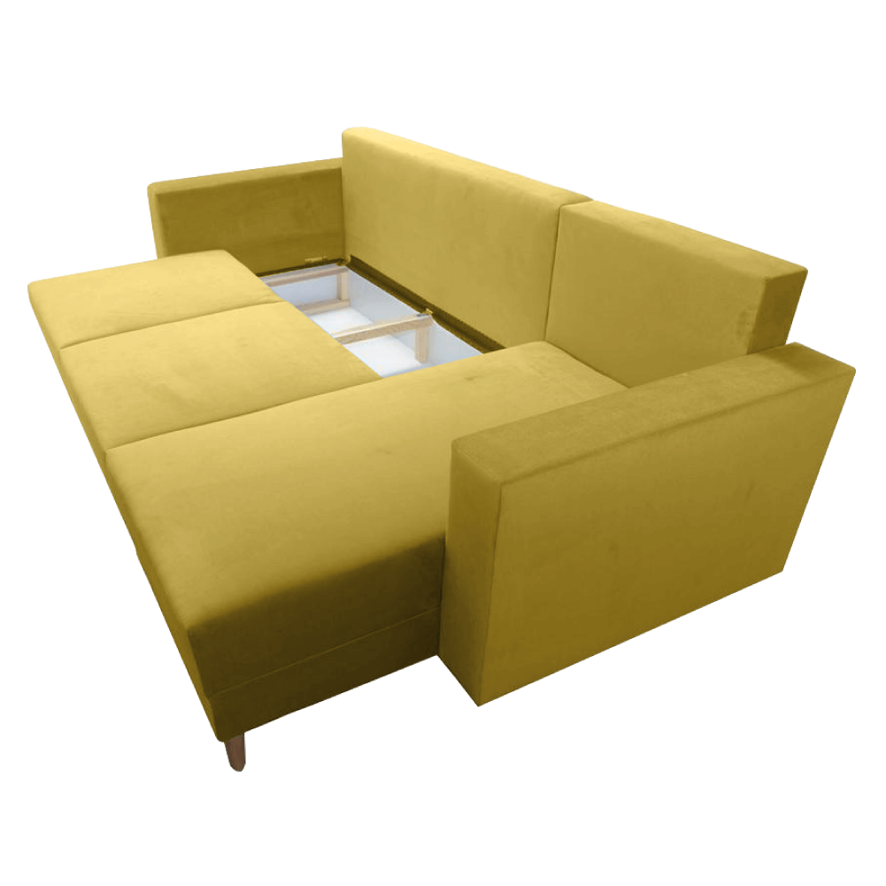 Canapea extensibilă ELCHE, galben, pe dreapta, 235x145x90 cm Kondela
